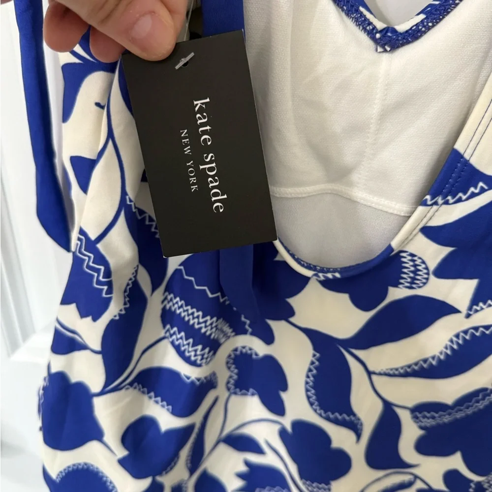 Kate Spade New York Shoulder Bow Tie‎ V-Neck One Piece Swimsuit large New